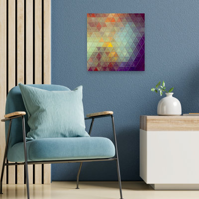 Vibrant, triangles géométriques abstraits, lilas géométrique coloré, art mural