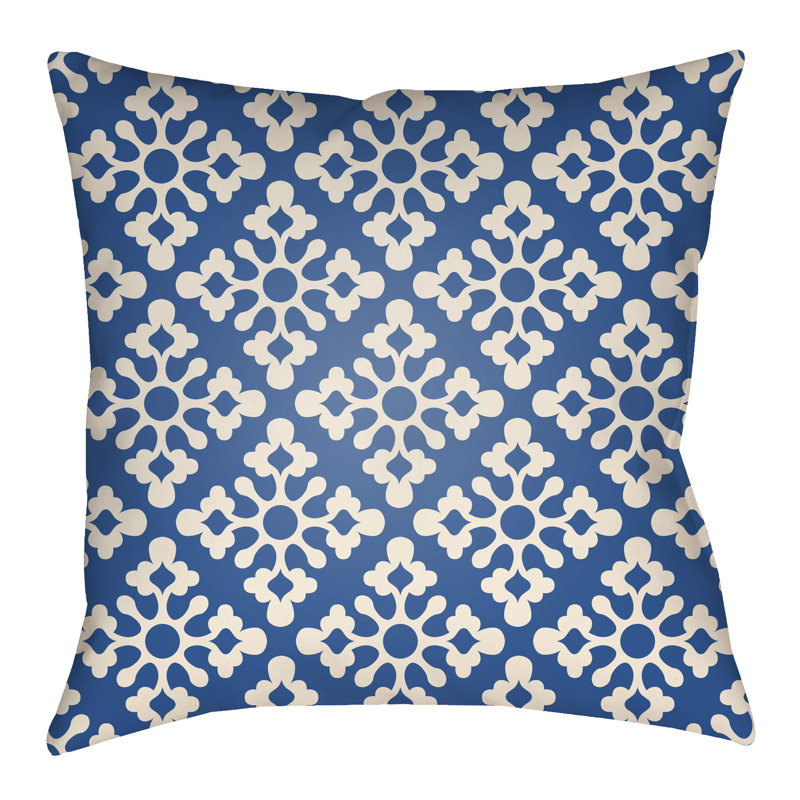 Litchfield Ladson Floral Throw Pillow, 22" H x 22" W, Royal Blue/Ivory