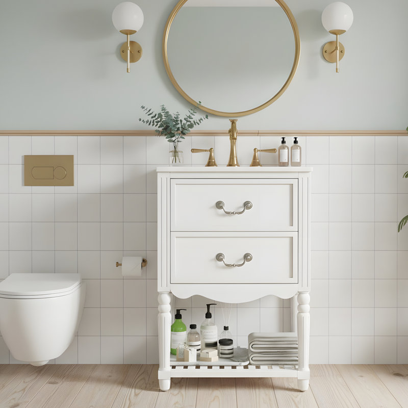 Meuble-lavabo rétro, Blanc
