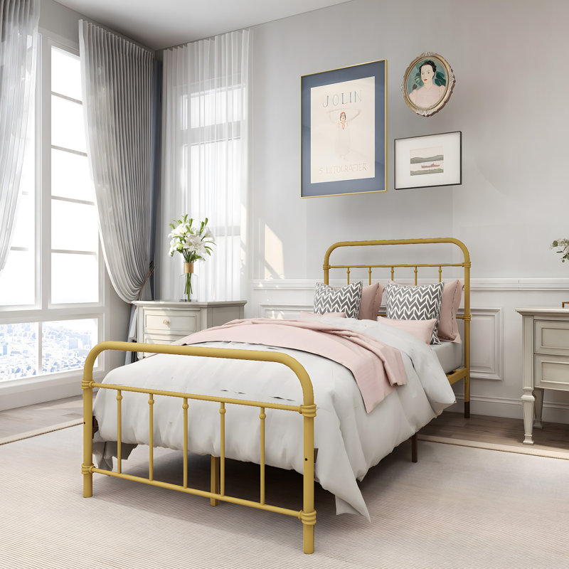Lit en métal Colina, Simple, Doré clair