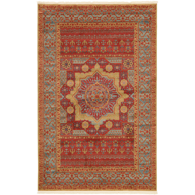 Tapis oriental rouge Ophelia, Rectangle 5 pi 1 po x 8 pi
