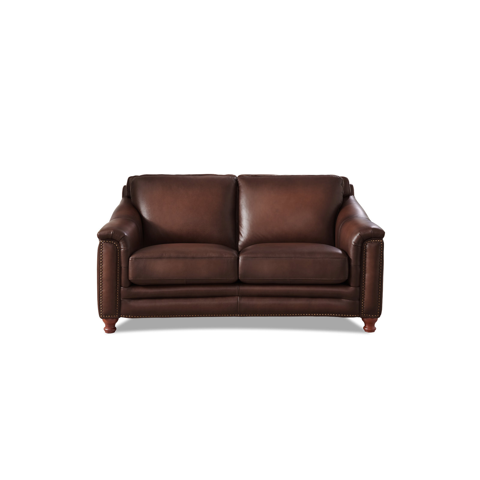 Alpert 66.5'' Upholstered Loveseat, Caramel Brown Genuine Leather
