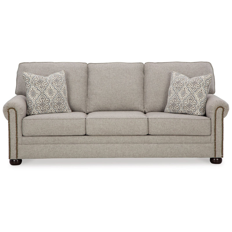 Canapé-lit Gael, grand lit, polyester gris beige, mousse à mémoire de forme