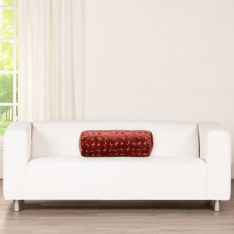 Coussin Nouri, Polyester, Rouge, Traversin H 21 po x l 8 po