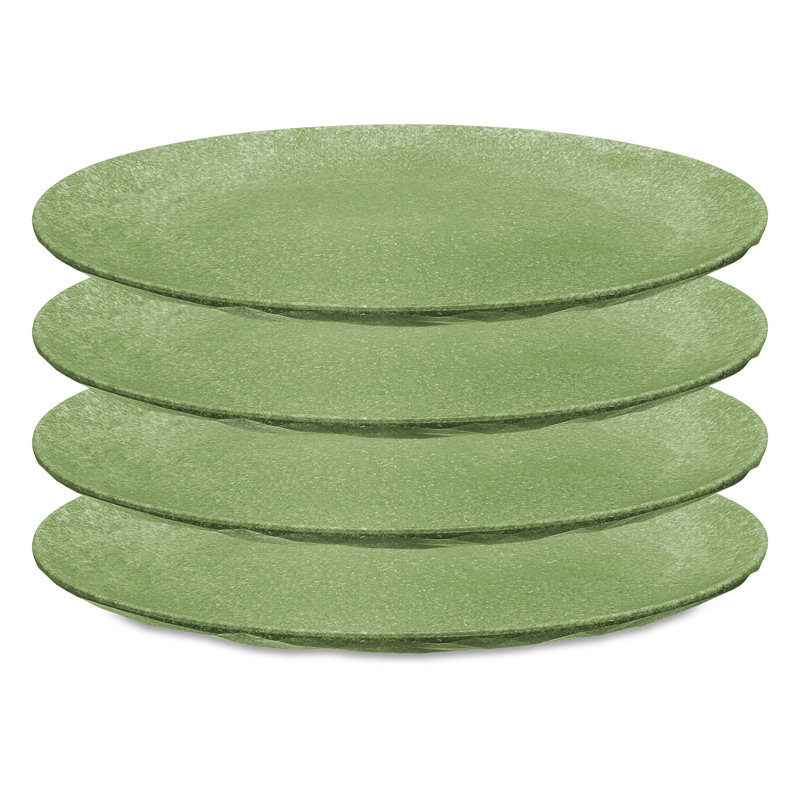 Koziol flat plate set of 4, plastic-wood mix, nature desert sand, 26cm, Green