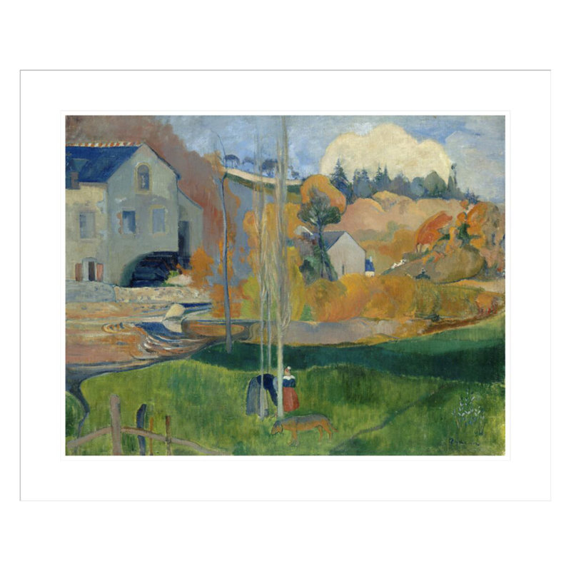 «Paysage de Bretagne - le moulin David» par Paul Gauguin - estampe numérique encadrée, H 23,5 po x l 28,48 po