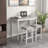 Ebern Designs 3 Pcs Bar Table Set Dining Table & 2 Linen Fabric Padded Bar Stools Faux Marble White