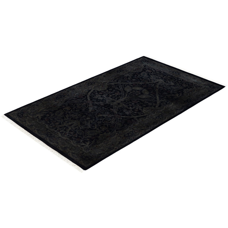 Huckstep One-of-a-Kind Rectangle 3'2" X 5'3" Wool Area Rug Black