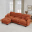Canapé modulaire en L plissé en chenille avec repose-pieds, siège ergonomique en mousse et accoudoirs courbés-179436325-179436328