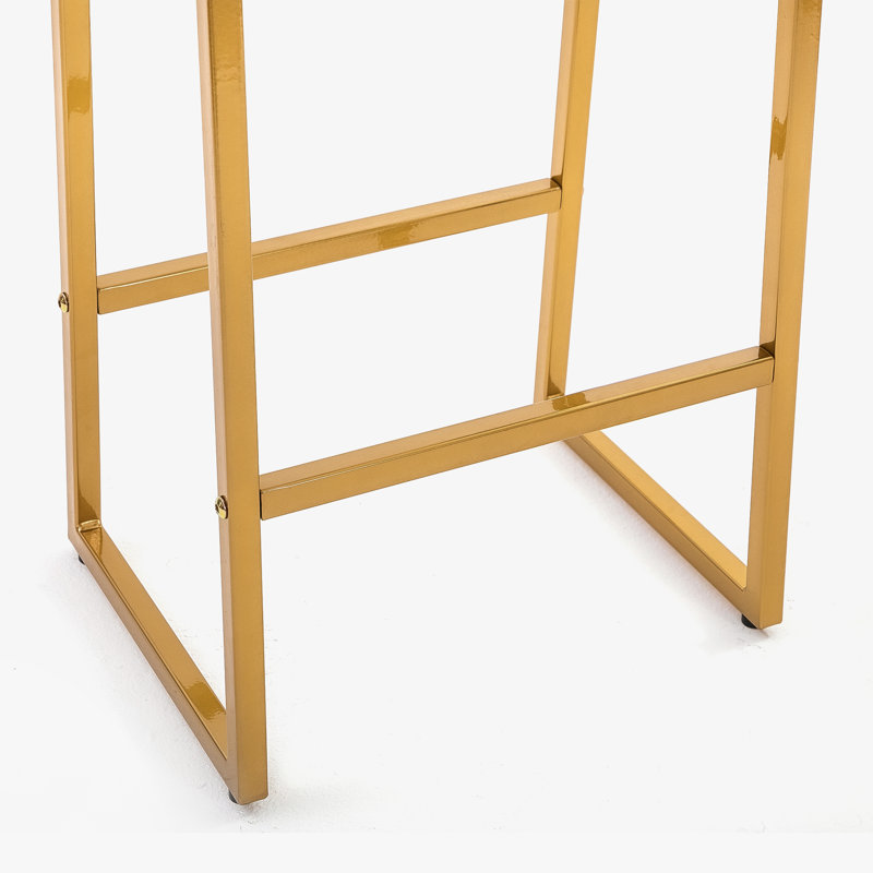 Tabourets de bar 24 po à hauteur de comptoir avec cadre en métal pour îlot de cuisine 24 po, Siège blanc / cadre doré