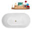 55" Streamline Soaking Glossy White Freestanding Tub and Tray With Internal Drain-101412991
