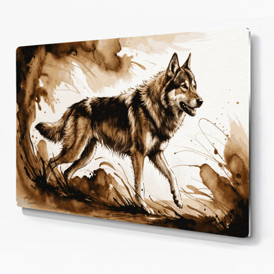 Chiens, loup tchéco-slovaque, art mural en métal beige
