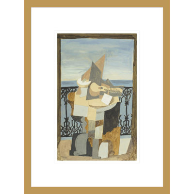 Nature morte sur une table à piédestal devant une fenêtre par Pablo Picasso, impression giclée sur cadre