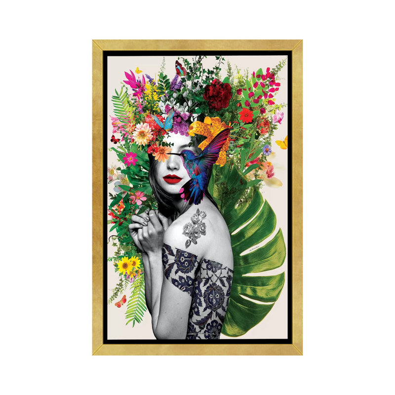 Chelsea Flowers par Ana Paula Hoppe - impression d'art graphique, H 60 po x l 40po x P 1,5 po, Toile encadrée d'or