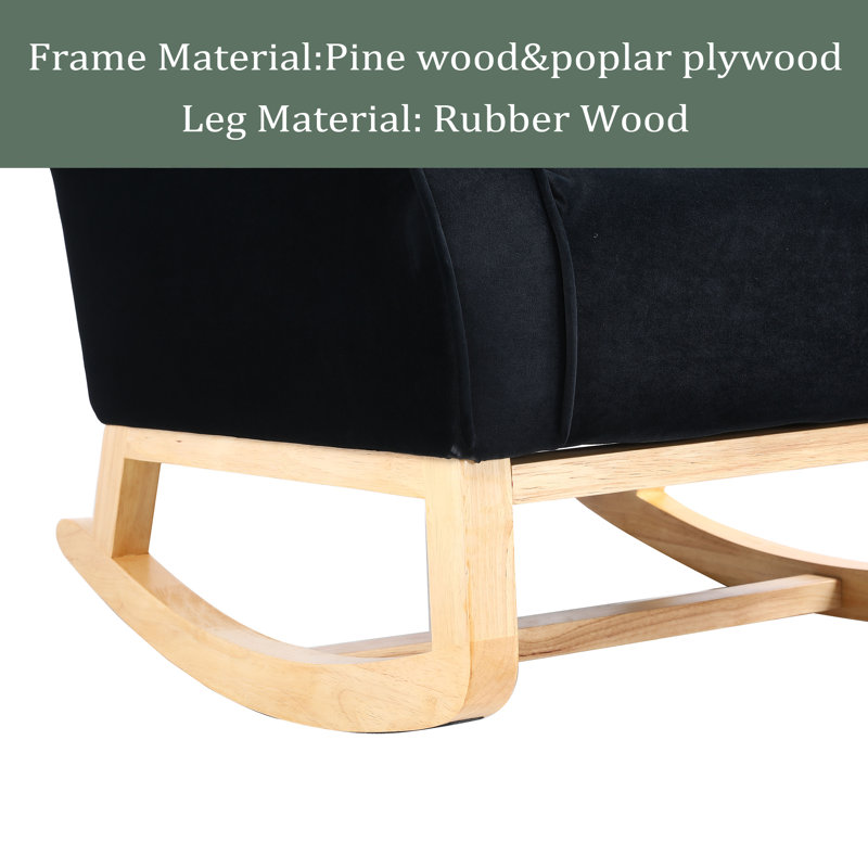 Chaise berçante Burnes, Velours noir
