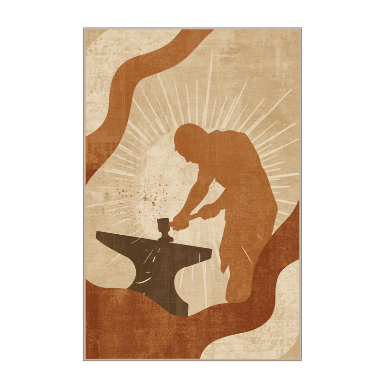 Tapis brun lavable à la machine Botkins, 2 x 5