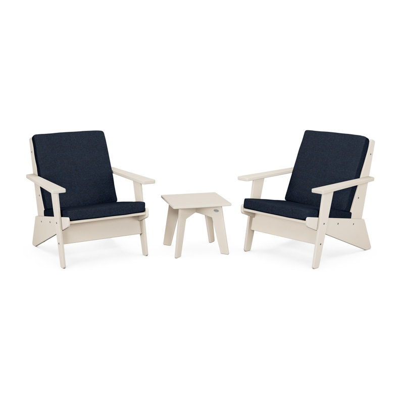 Riviera Modern Lounge 3-Piece Set, Marine Indigo, Sand