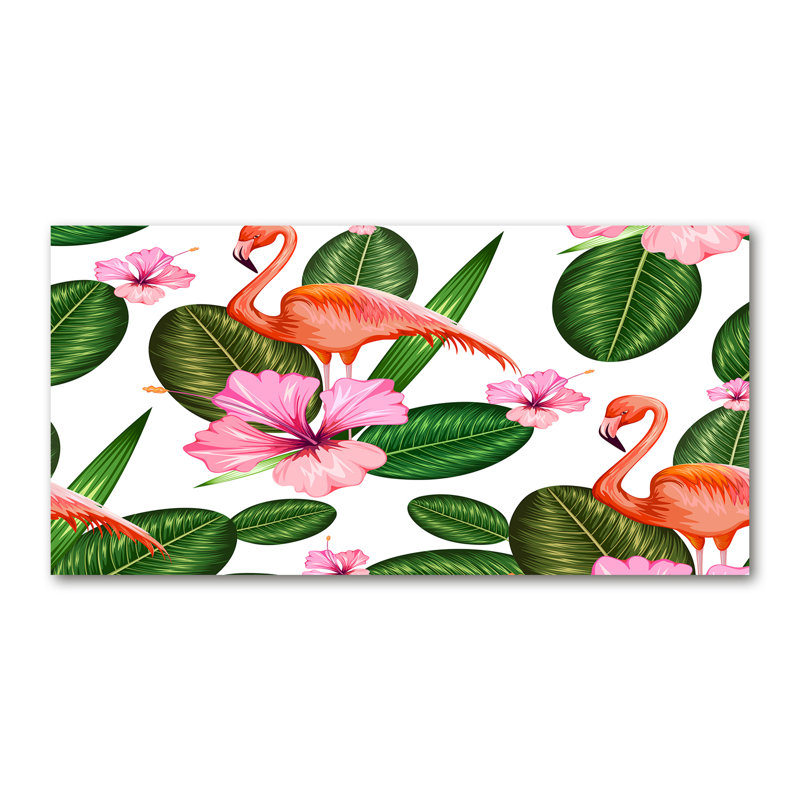 Flamingos And Plants - Wrapped Canvas Print