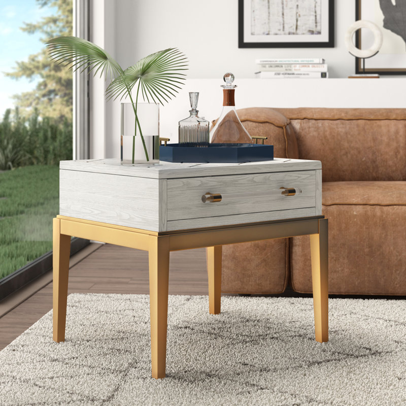 Updegraff End Table with Storage, Gray