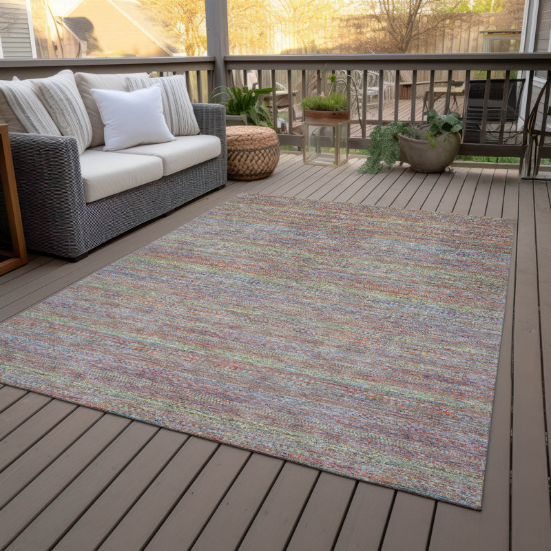 Machine Washable Indoor/Outdoor Oden ACN2148 Striped Rug, Rectangle 10 pi x 14 pi