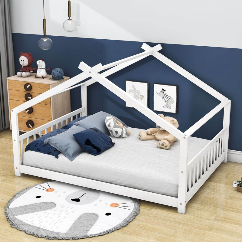 Lit plateforme avec tête de lit Esenler, Blanc, Double