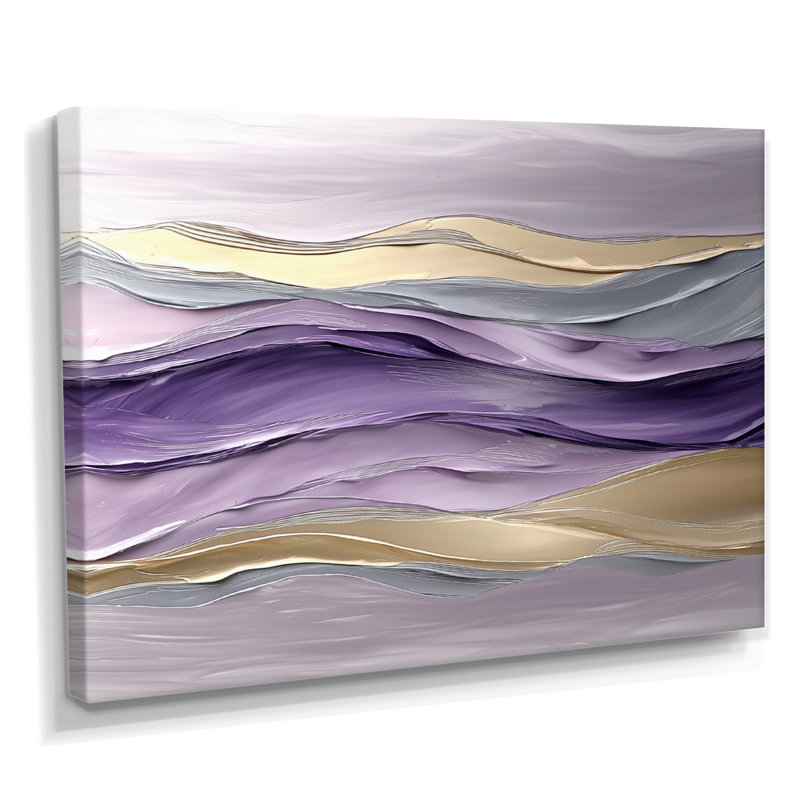 Lavande et pierres Transtitional Horizon II - art mural transitionnel, H 34 po x l 44 po, Toile tendue, Ne s’applique pas