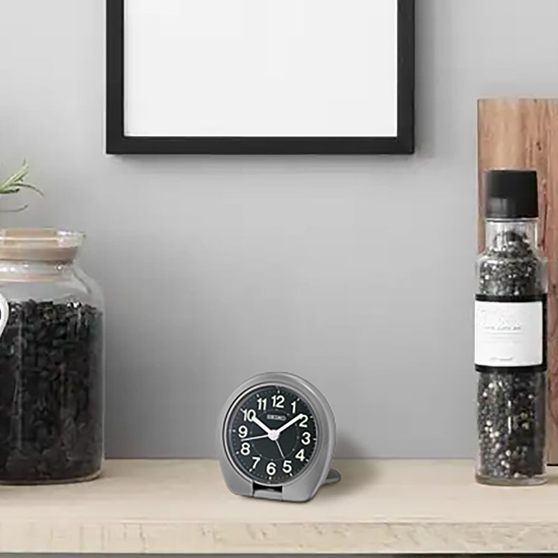 Horloge de voyage QHT018, Argent métallique foncé