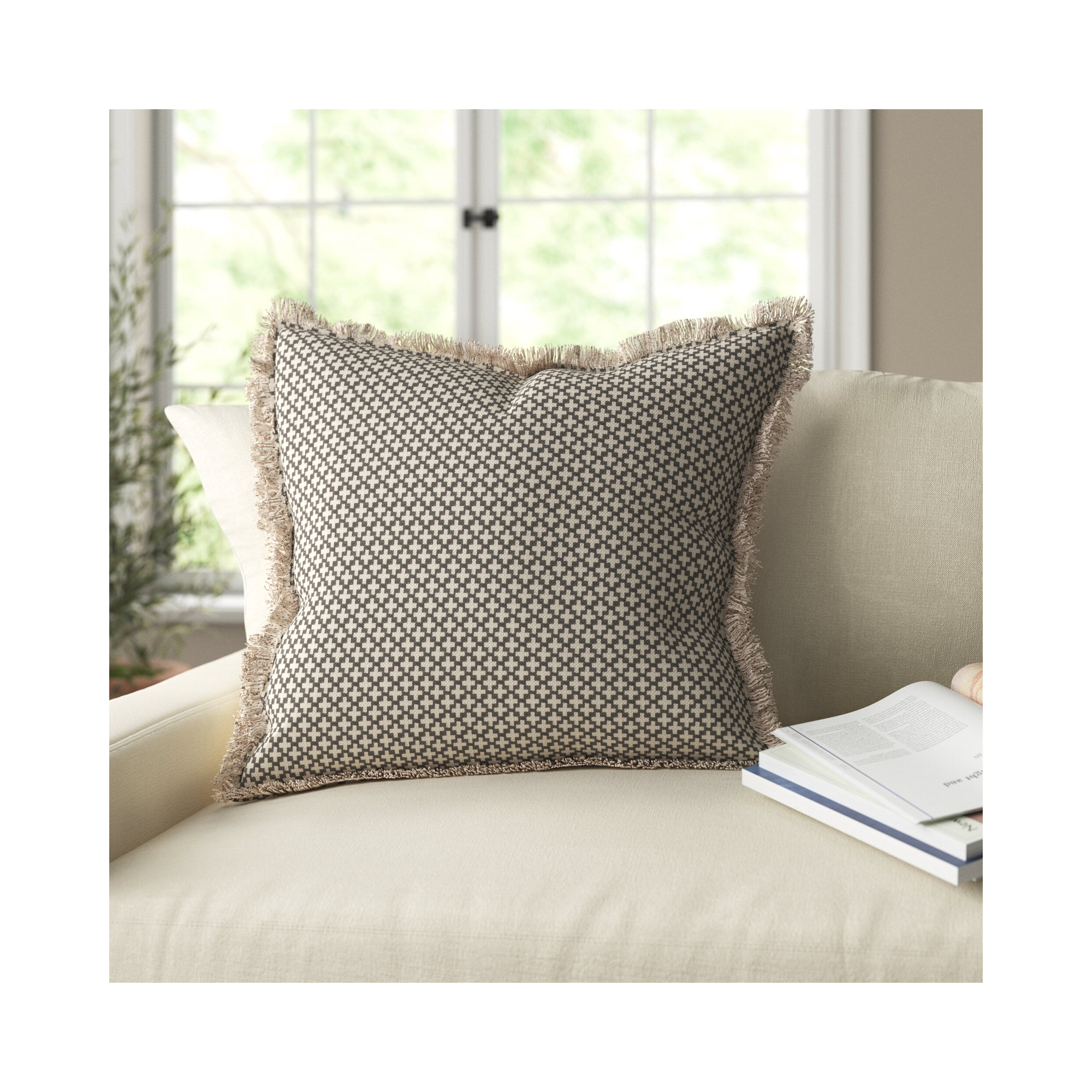 Callisto Cotton Throw Pillow, Slate
