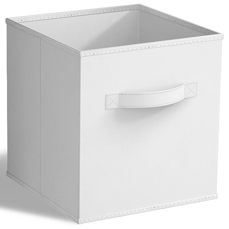 Sorbus 11 Inch Foldable Fabric Storage Cube Bin with Handle - for Organizing Home, Closet, Bedroom, Playroom, and More, Single, White