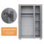 180*112*49.5cm, Solid Wood Multi-Layer Storage with Hooks,3-Door Wardrobe-1828326131