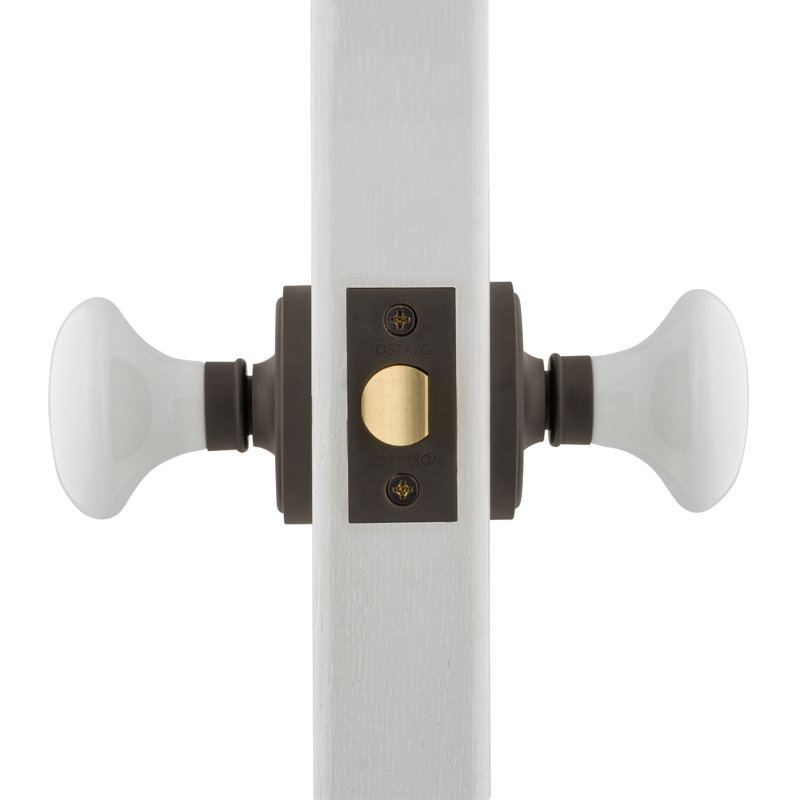 Classic Rosette with White Porcelain Door Knob, Bright Chrome, 2.375"