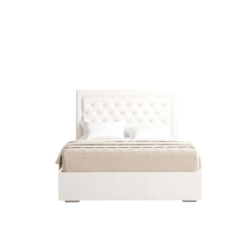 Merissa Upholstered Bed Frame, Double (4'6), White