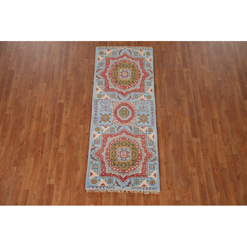 Tapis unique bleu / rouge 2 pi 6 po x 6 pi 4 po Ezekiel