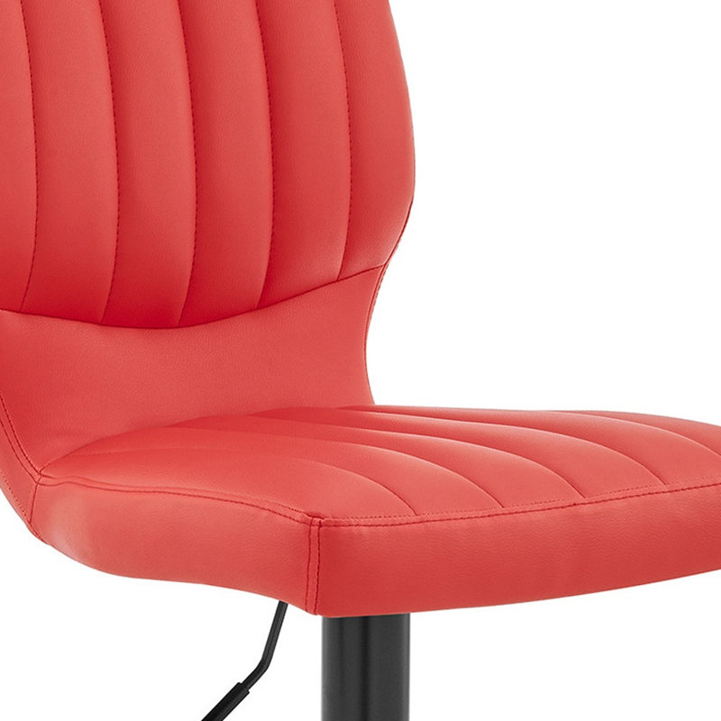 Tabouret de bar réglable en similicuir noir, Rouge