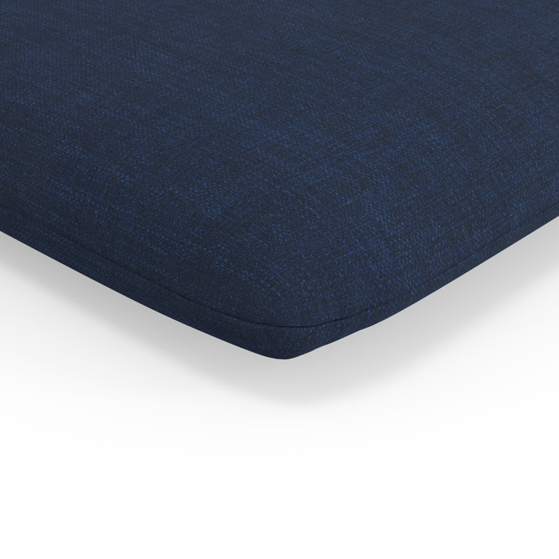Hokku Designs Solid Indoor/Outdoor 1 Piece Split Back Chair Seat Cushion with Ties, Dark Blue