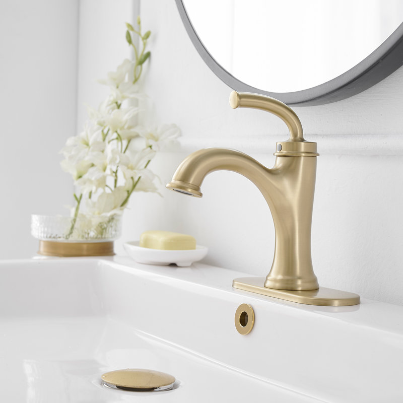 Single-handle Bathroom Faucet with Drain Assembly, Brushed Gold