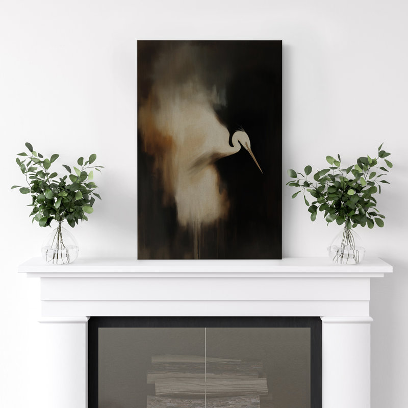 Abstrait héron, reproduction d'art sur toile, H 18 po x l 12 po