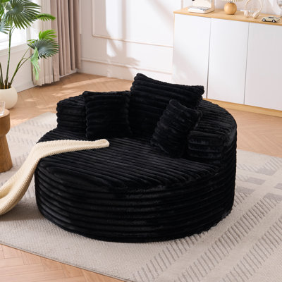 Oversized Round Chair Lounge Chaise Indoor, Upholstered Corduroy Deep Seat Cloud Large Circle Sofa Chair, No Assembly Required, Fluffy Modern Sleeper by Mercer41