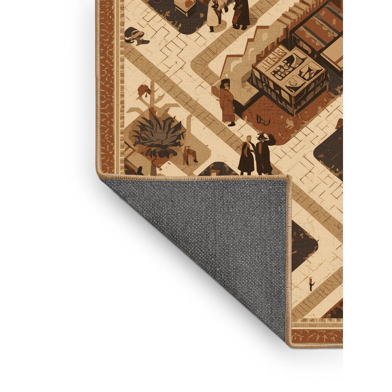 Tapis moelleux moelleux à motif patchwork traditionnel brun clair - reliure brun clair, 5 x 8