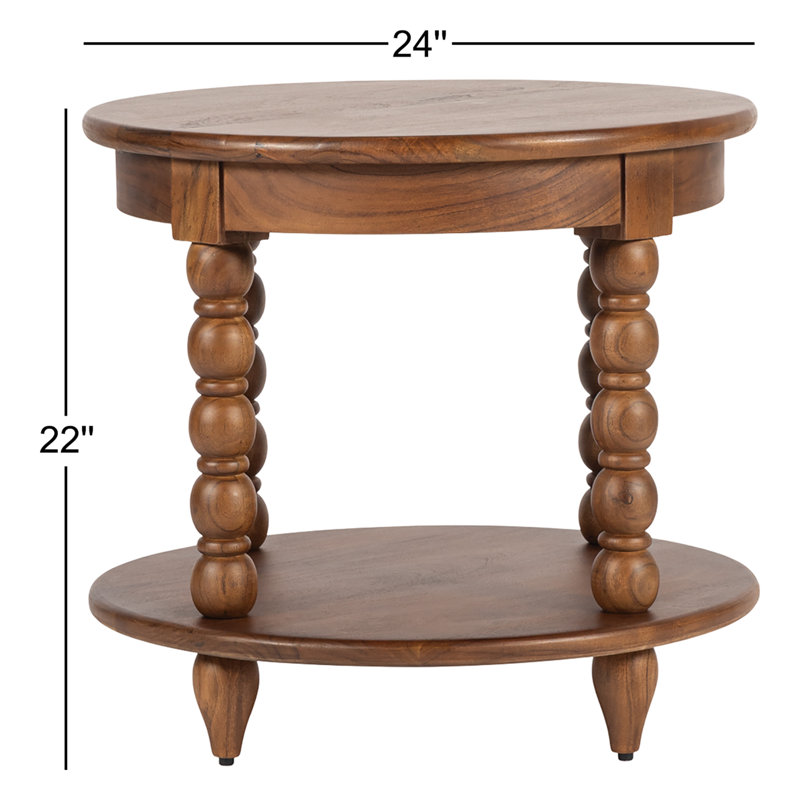 Isabel Spindle Solid Wood Round End Table