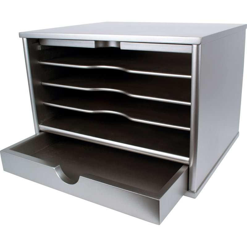 Rangement de bureau Russ, Argent classique, H 9,38 po x l 13,25 po x p 10,5 po