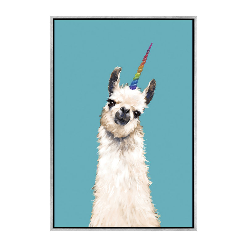 Art encadré licorne, H 60 po x l 40po x P 1,5 po, Toile avec cadre argenté