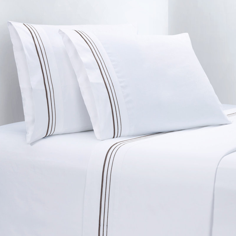 Ensemble de draps 100% coton, Gris, Ensemble de draps pour grand lit + un drap-housse 