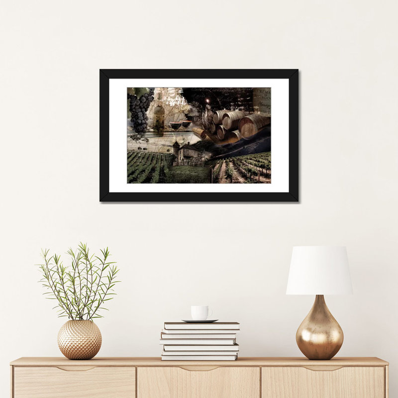 «Wine» par GraphINC Studio, impression sur toile, Blanc, H 16 po x l 24 po x P 1 po, Papier d'art encadré noir