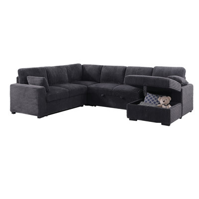 Oversized U-shaped Sectional Sofa Bed Pull Out Sleeper Couch With Storage Chaise For Living Room by Ivy Bronx