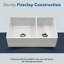 Évier de cuisine double à tablier frontal en argile réfractaire 33/40 avec crépine Houzer, grilles-PTD-6040 WH-C