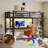 Metal Loft Bed Twin Xl Size With Desk,Power Outlet And Led Lighted