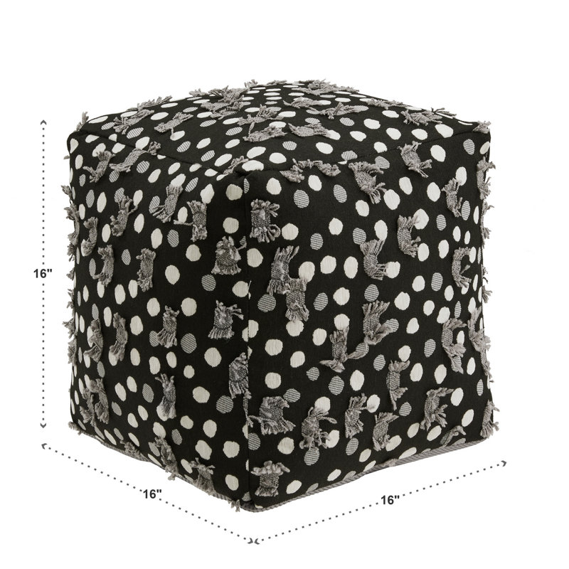Repose-pieds Doniphan, Tissu noir / blanc / pois gris