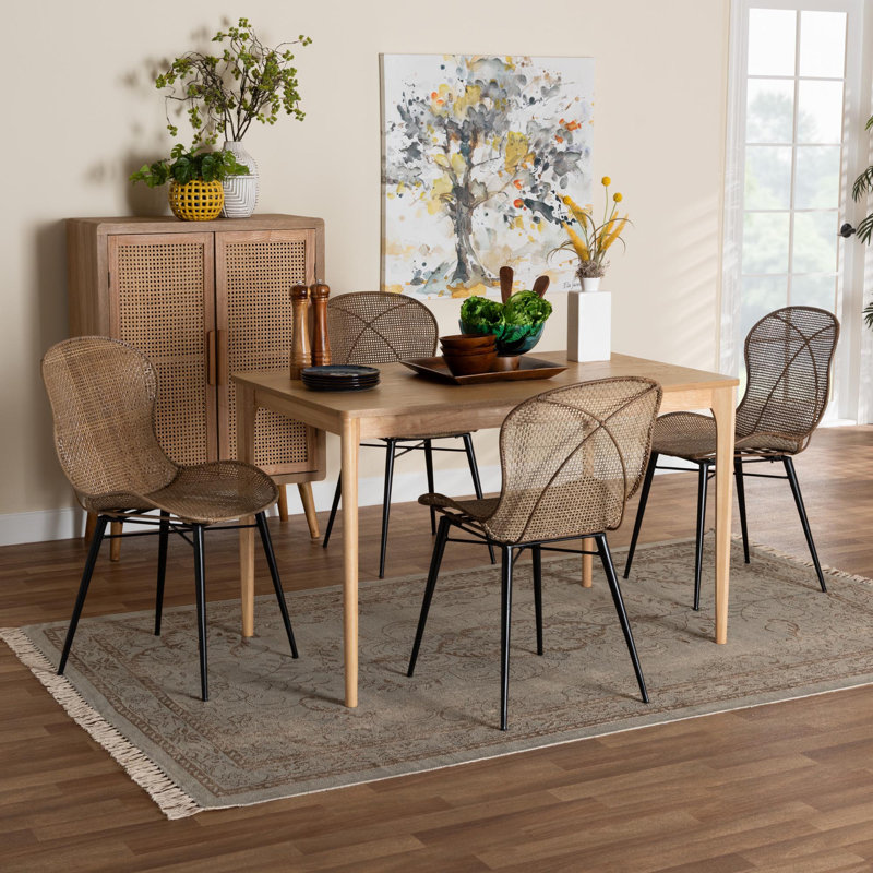 Ensemble repas en rotin pour 4 personnes Kinnard