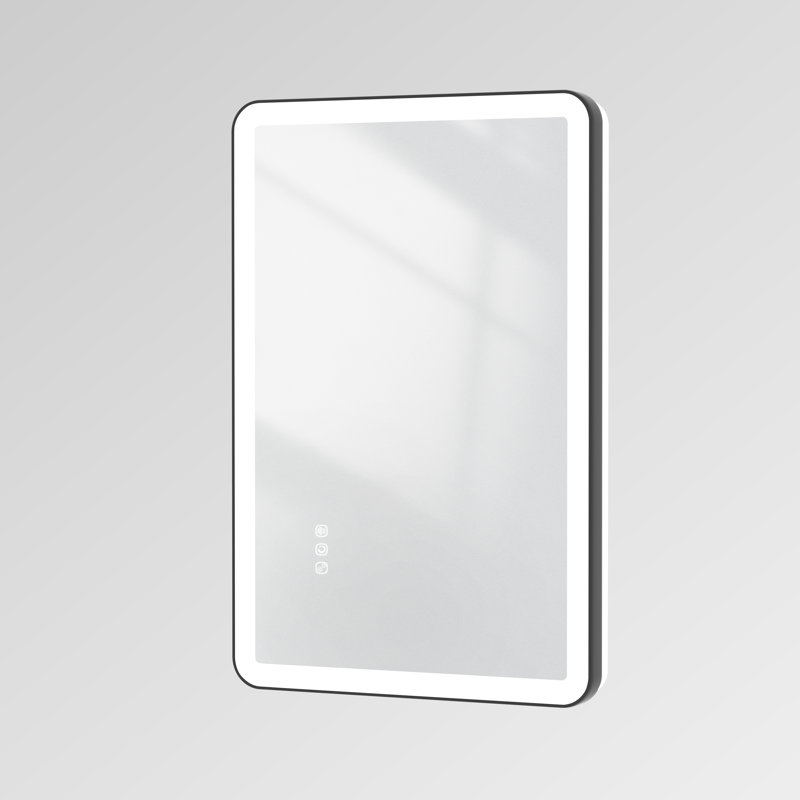 Miroir mural Natalin, Noir mat, Rectangulaire, 36 po x 24 po